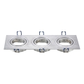 Aigostar - Moldura tripla para luminária de embutir GU10 25,5x9,1 cm cromado fosco