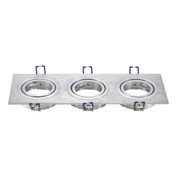 Aigostar - Moldura tripla para luminária de embutir GU10 25,5x9,1 cm cromado fosco