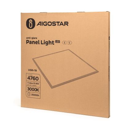 Aigostar - Painel LED de embutir para tecto LED/28W/230V Alta Eficiência UGR19 3000K 59,5x59,5 cm