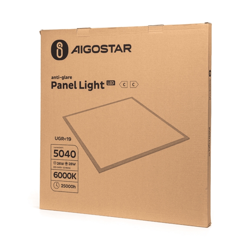 Aigostar - Painel LED de embutir/28W/230V Alta Eficiência UGR19 6000K 59,5x59,5 cm