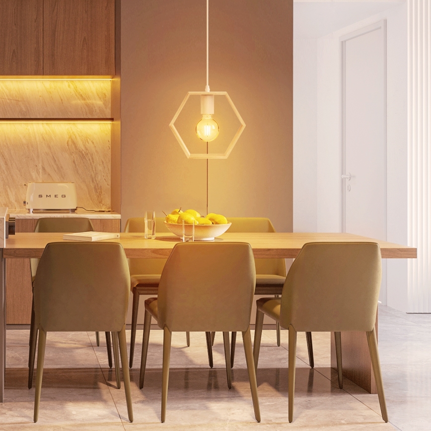 Aigostar - Pendente LED de madeira com cabo 1xE27/9W/230V 2200K pinho