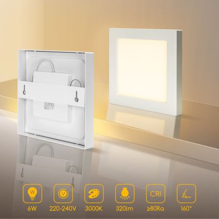 Aigostar - Plafon LED de sobrepor 6W/230V 3000K 12,2x12,2 cm branco