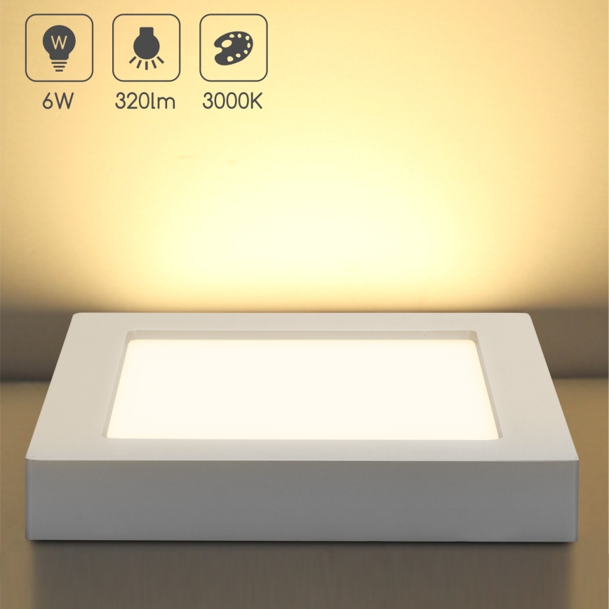 Aigostar - Plafon LED de sobrepor 6W/230V 3000K 12,2x12,2 cm branco