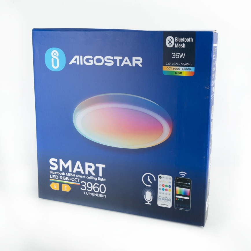 Aigostar - Luminária de teto LED RGBW dimmerizável MESH LED/36W/230V 3000-6500K + comando à distância