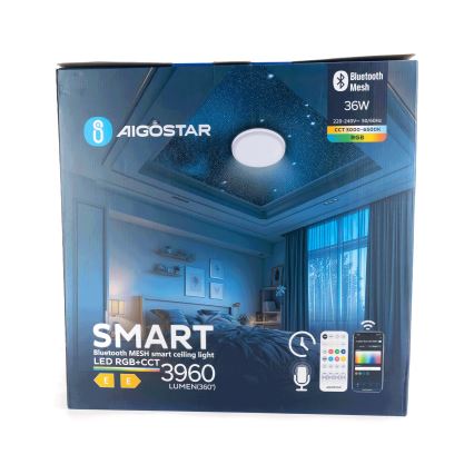 Aigostar - Luminária de teto LED RGBW dimmerizável MESH LED/36W/230V 3000-6500K + comando à distância