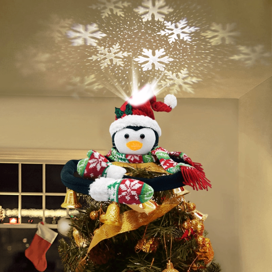 Aigostar - Projetor de Natal de flocos de neve LED/5W/230V branco frio pinguim