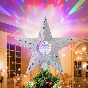 Aigostar - Projetor LED de flocos de neve de Natal LED/5W/230V estrela multicolorida prateada