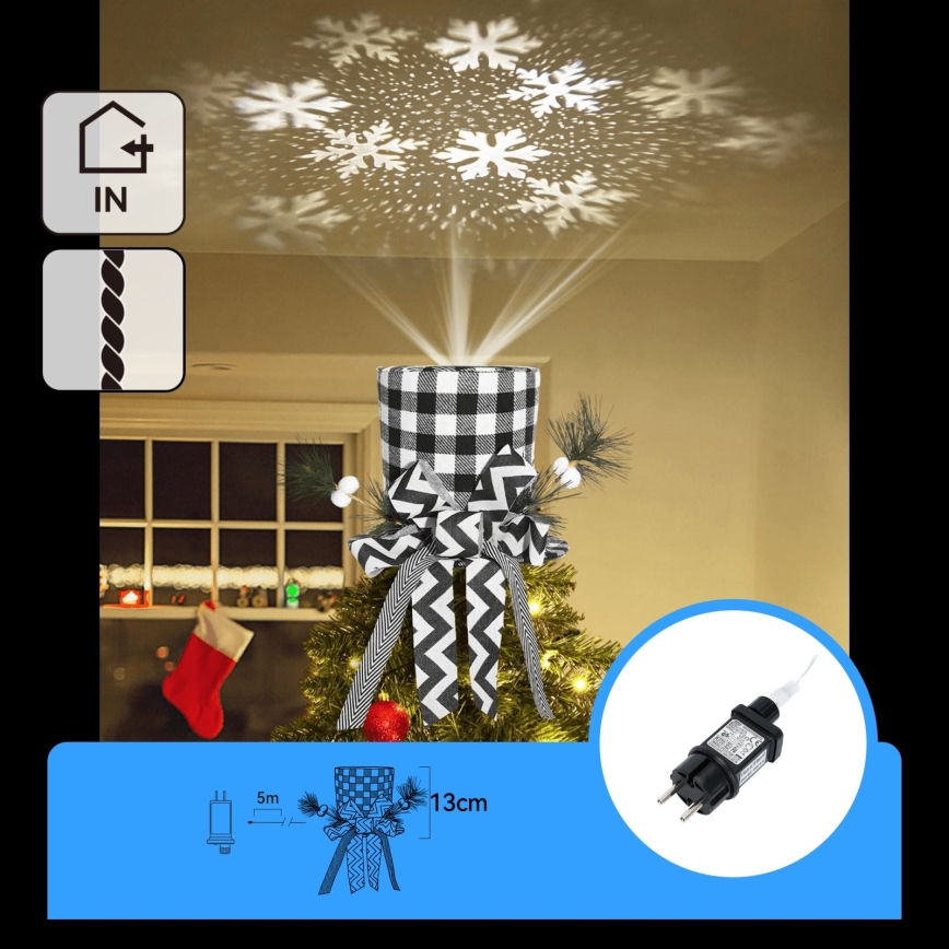 Aigostar - Projetor LED de flocos de neve para Natal LED/5W/230V branco frio preto/branco