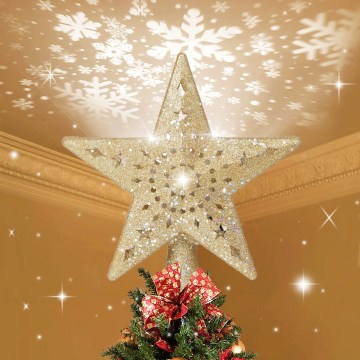 Aigostar - Projetor LED de Natal com flocos de neve LED/5W/230V branco frio estrela dourada