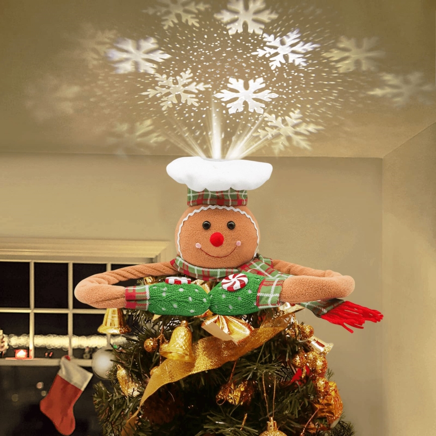 Aigostar - Projetor natalino de flocos de neve LED/5W/230V branco frio biscoito de gengibre