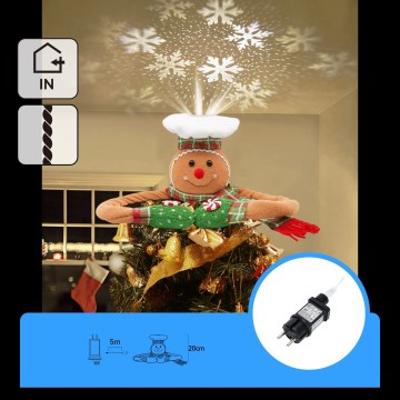 Aigostar - Projetor natalino de flocos de neve LED/5W/230V branco frio biscoito de gengibre