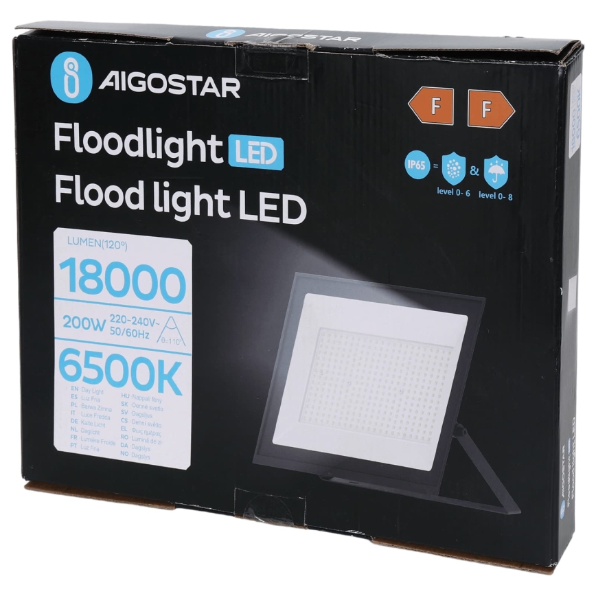 Aigostar - Refletor LED/200W/230V 6500K IP65 preto