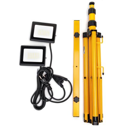 Aigostar - Refletor LED com tripé 2xLED/30W/230V 6500K IP65 laranja/preto