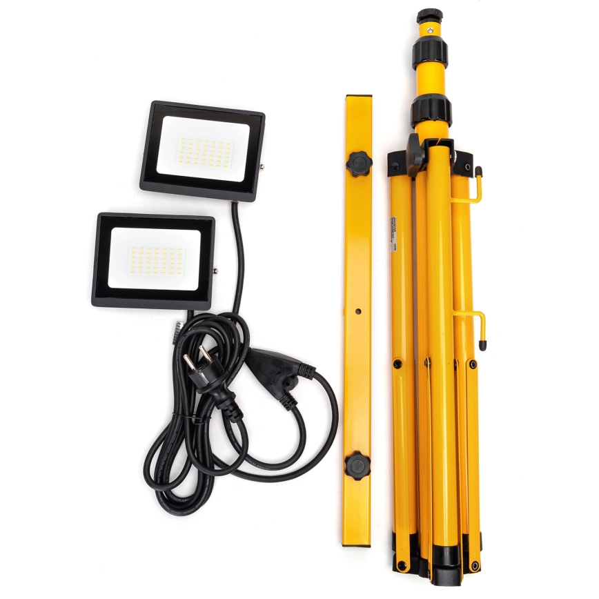 Aigostar - Refletor LED com tripé 2xLED/30W/230V 6500K IP65 laranja/preto
