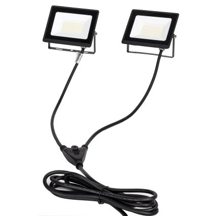 Aigostar - Refletor LED com tripé 2xLED/30W/230V 6500K IP65 laranja/preto