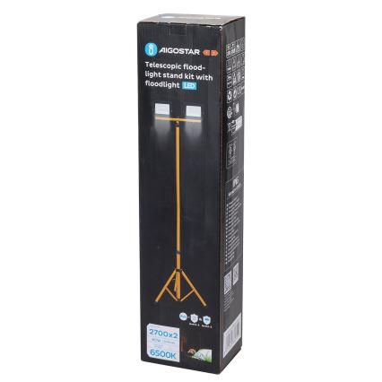Aigostar - Refletor LED com tripé 2xLED/30W/230V 6500K IP65 laranja/preto