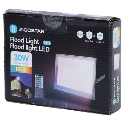 Aigostar - Refletor LED RGB/30W/230V IP65 + controlo remoto
