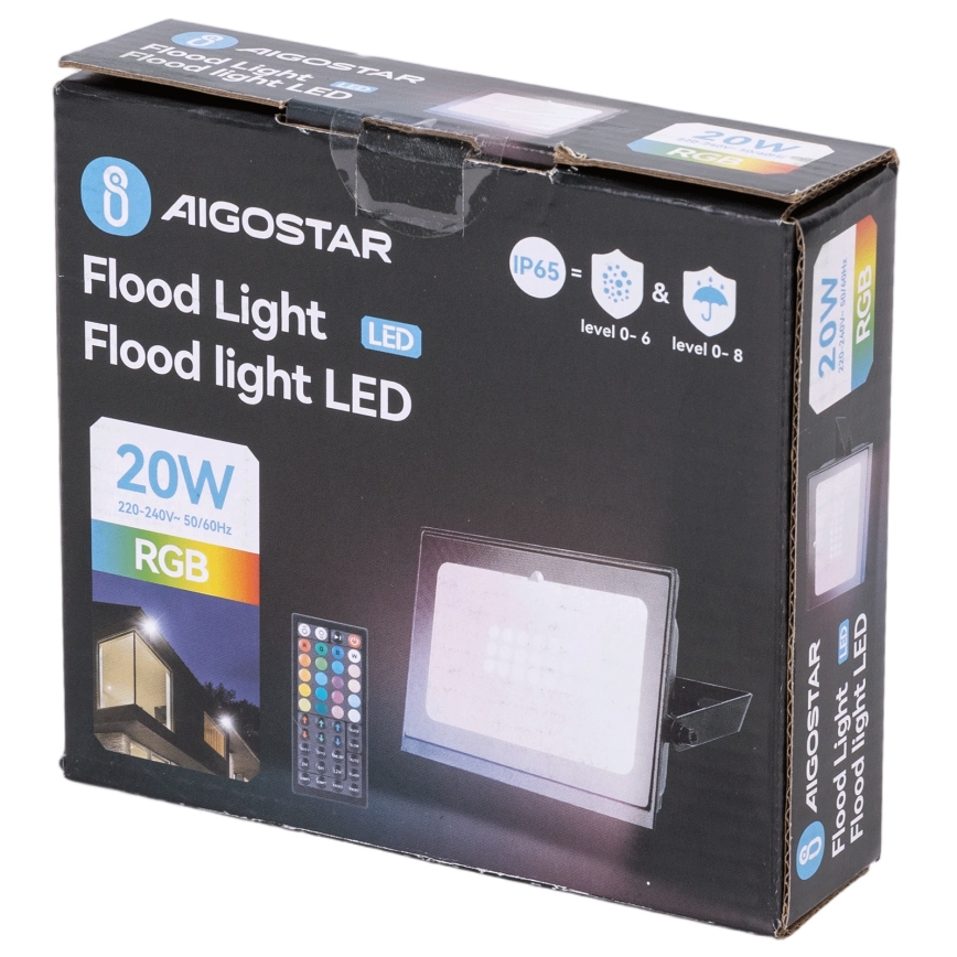 Aigostar - Refletor LED RGB regulável LED/10W/230V IP65 + controlo remoto