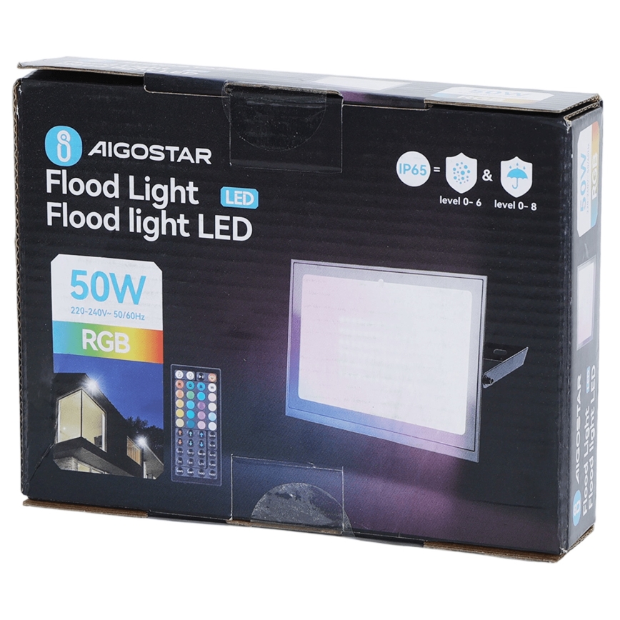 Aigostar - Refletor LED RGB dimerizável/50W/230V IP65 + controlo remoto