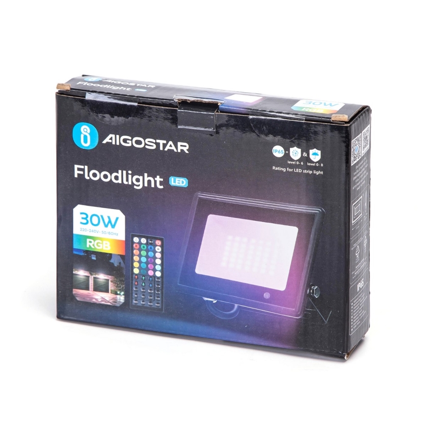 Aigostar - Refletor LED RGBW dimerizável 30W/230V IP65 + comando remoto
