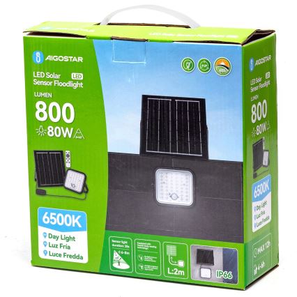 Aigostar - Projetor solar LED regulável com sensor LED/80W/3,4V 6500K IP66 4000 mAh + controlo remoto