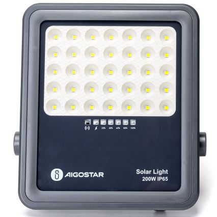 Aigostar - Refletor solar LED regulável LED/200W/3,4V IP65 15000 mAh + controlo remoto