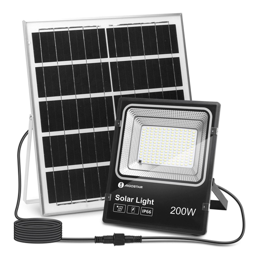Aigostar - Refletor solar LED regulável LED/200W/3,2V IP66 15000 mAh + controlo remoto