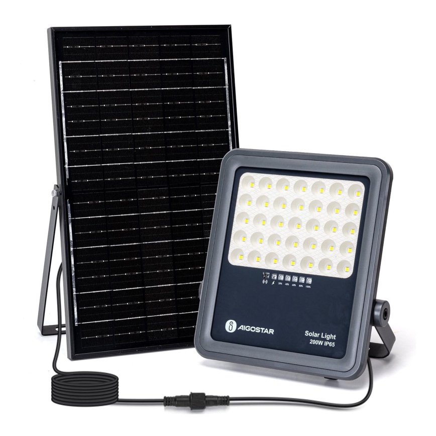 Aigostar - Refletor solar LED regulável LED/200W/3,4V IP65 15000 mAh + controlo remoto