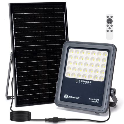 Aigostar - Refletor solar LED dimerizável LED/200W/3,4V IP65 15000 mAh + controlo remoto