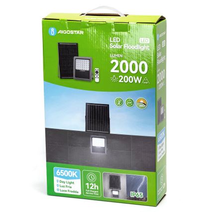 Aigostar - Refletor solar LED dimerizável LED/200W/3,4V IP65 15000 mAh + controlo remoto