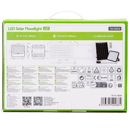 Aigostar - Refletor solar LED RGBW regulável LED/100W/3,4V IP66 8000 mAh + comando à distância