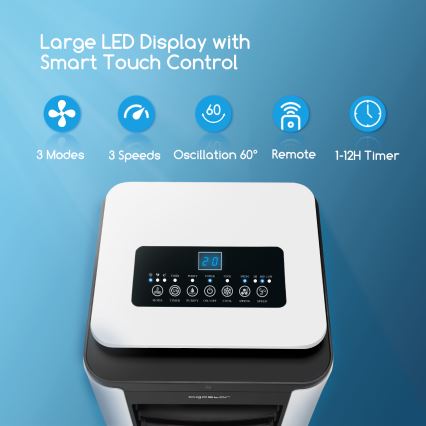 Aigostar - Refrigerador de ar 75W/230V preto/prateado + controlo remoto