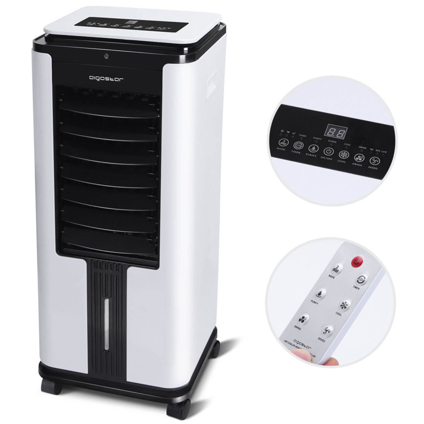 Aigostar - Refrigerador de ar 75W/230V preto/prateado + controlo remoto