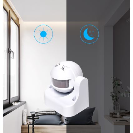 Aigostar - Sensor de movimento infravermelho para exteriores 230V IP44 branco