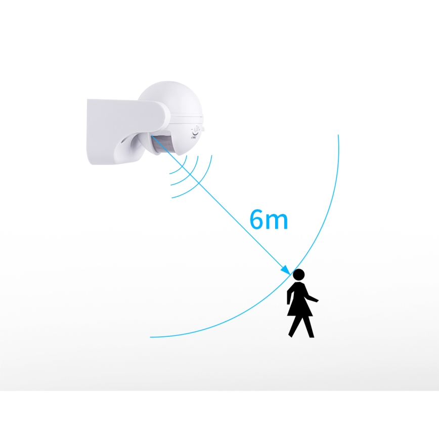 Aigostar - Sensor de movimento infravermelho para exteriores 230V IP44 branco