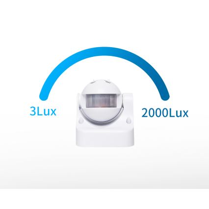 Aigostar - Sensor de movimento infravermelho para exteriores 230V IP44 branco