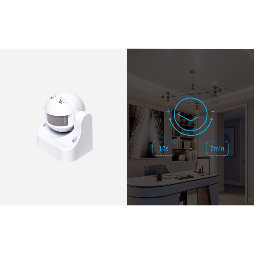 Aigostar - Sensor de movimento infravermelho para exteriores 230V IP44 branco