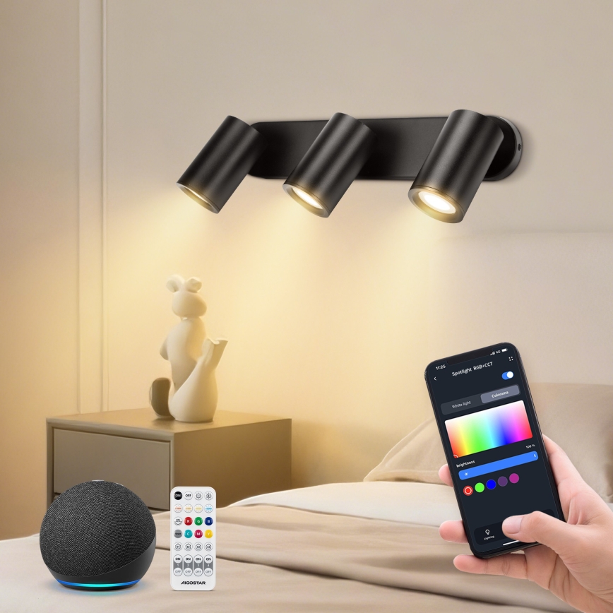 Aigostar - Spot LED RGBW dimerizável MESH 3xLED/4,9W/230V 2700-6500K branco + comando remoto