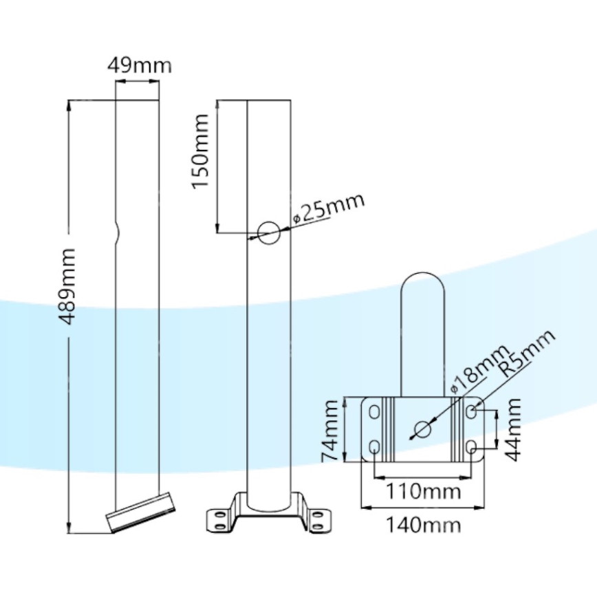 Aigostar - Suporte para candeeiro de rua 48,9 cm preto