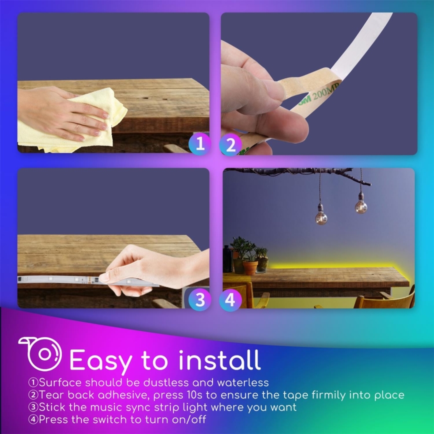 Aigostar - Tira exterior LED RGB com regulação 3m LED/24W/12/230V IP65 + controlo remoto