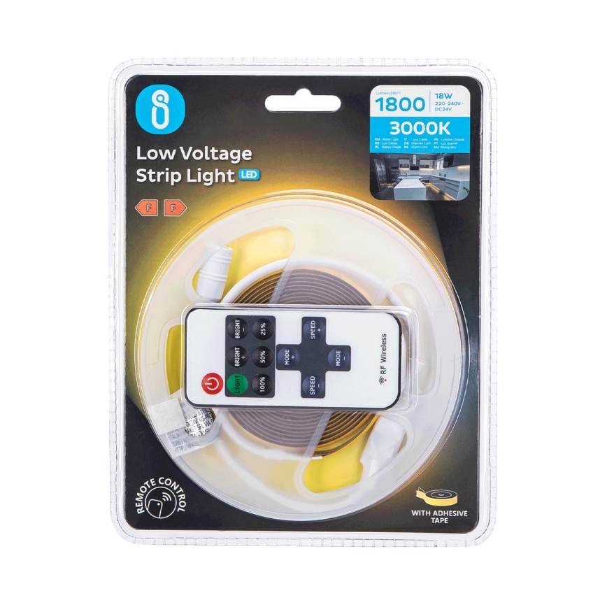 Aigostar - Tira LED com regulação 2m LED/18W/24/230V 3000K + comando