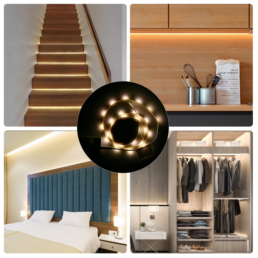 Aigostar - Tira LED com regulação e sensor 1m LED/2W/4xAAA 3000K IP65