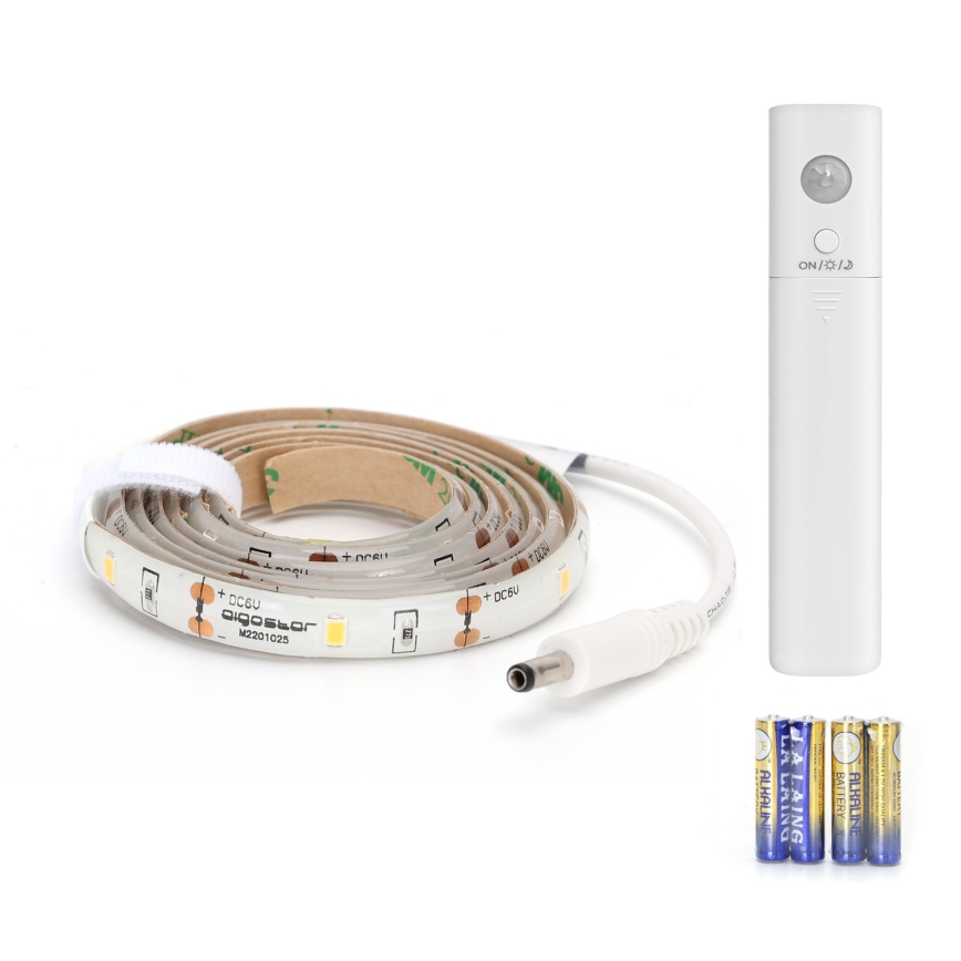 Aigostar - Tira LED com regulação e sensor 1m LED/2W/4xAAA 3000K IP65