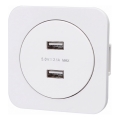Aigostar - Tomada de alimentação USB com moldura 2x USB-A branca