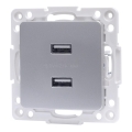 Aigostar - Tomada de alimentação USB sem moldura 2x USB-A prateada