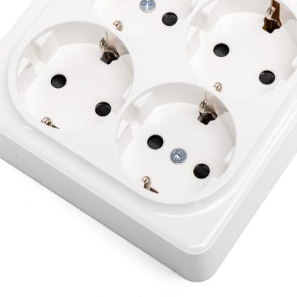 Aigostar - Tomada de parede doméstica quádrupla SCHUKO 250 V branca