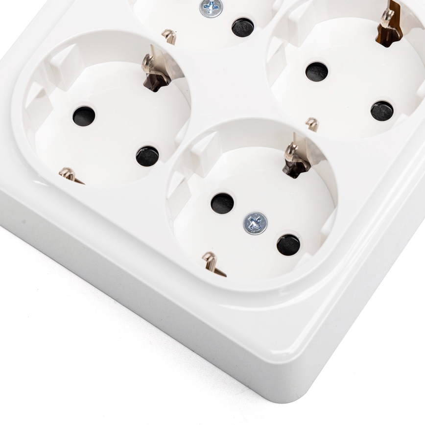 Aigostar - Tomada de parede doméstica quádrupla SCHUKO 250 V branca