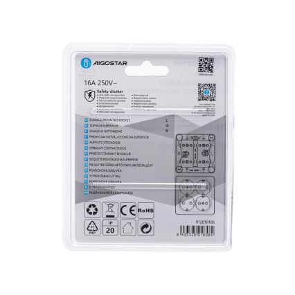 Aigostar - Tomada de parede doméstica quádrupla SCHUKO 250 V branca