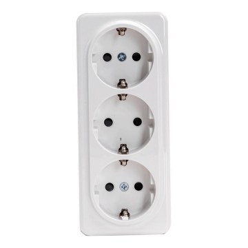 Aigostar - Tomada de parede doméstica tripla SCHUKO 250V branca