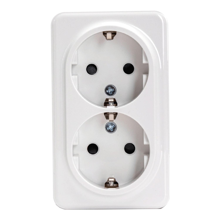 Aigostar - Tomada de parede dupla para uso doméstico SCHUKO 250V branca